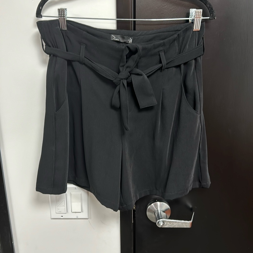 Black belted dress shorts
